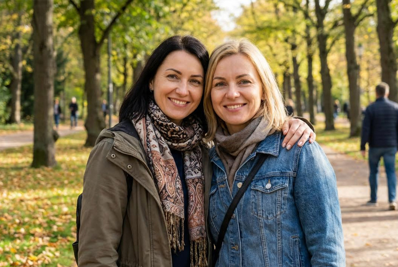 Reife ukrainische Frau und Schweizer Mann beim romantischen Abendessen in Zürich
